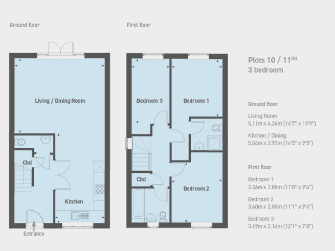 Floor plan 3 bedroom house - artist's impression subject to change